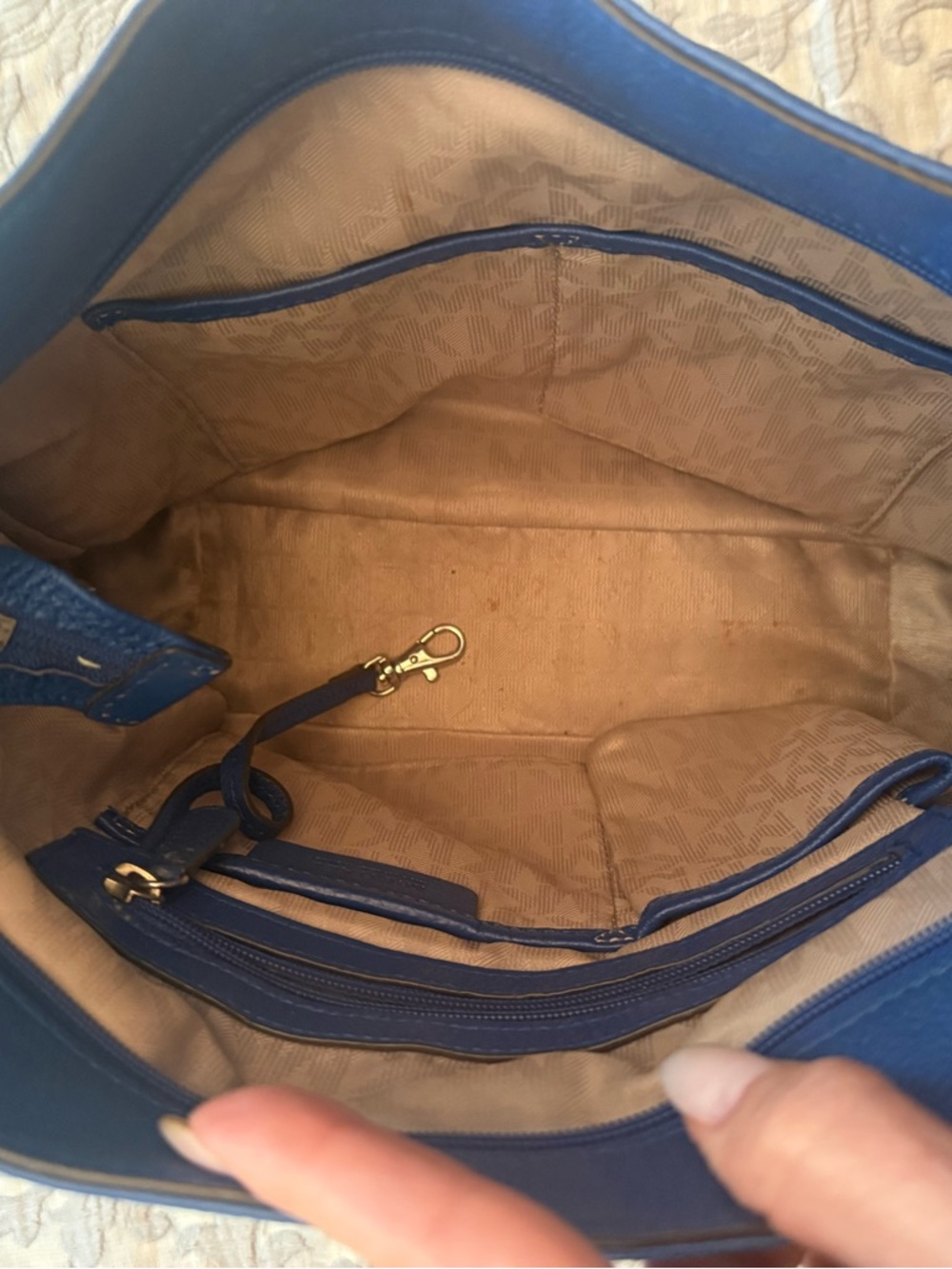 Michael Kors Royal Blue Pebbled Leather Shoulder Bag - Picture 7 of 7